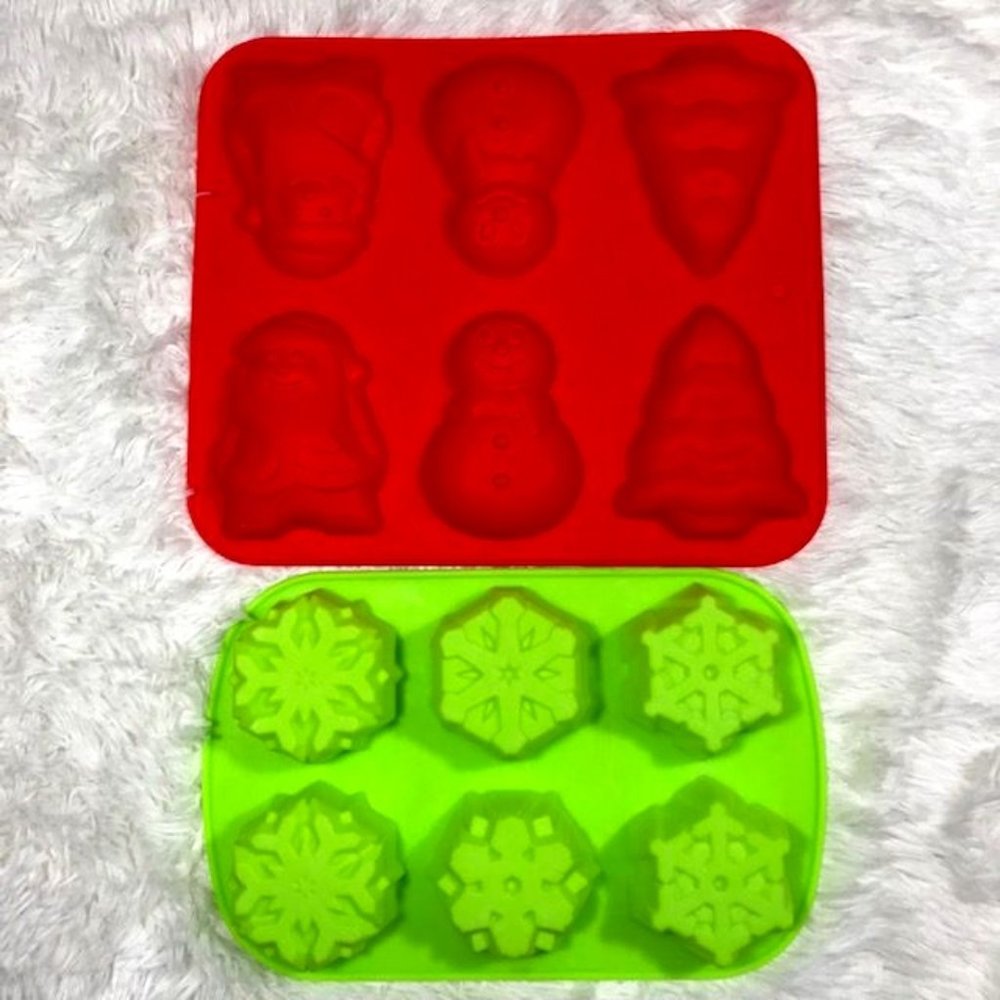 Holiday Snowman Santa Christmas Tree Snowflake Cake Soap Silicon Molds Set